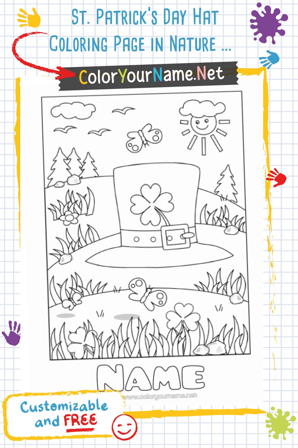 St. Patrick's Day Hat Coloring Page in Nature – Free and Customizable