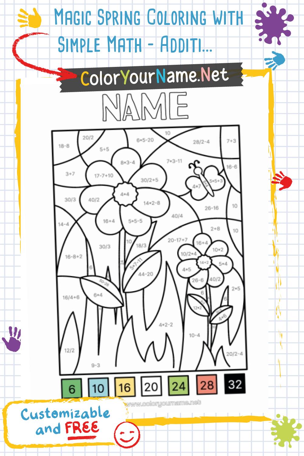 Magic Spring Coloring with Simple Math – Addition, Subtraction, and ...