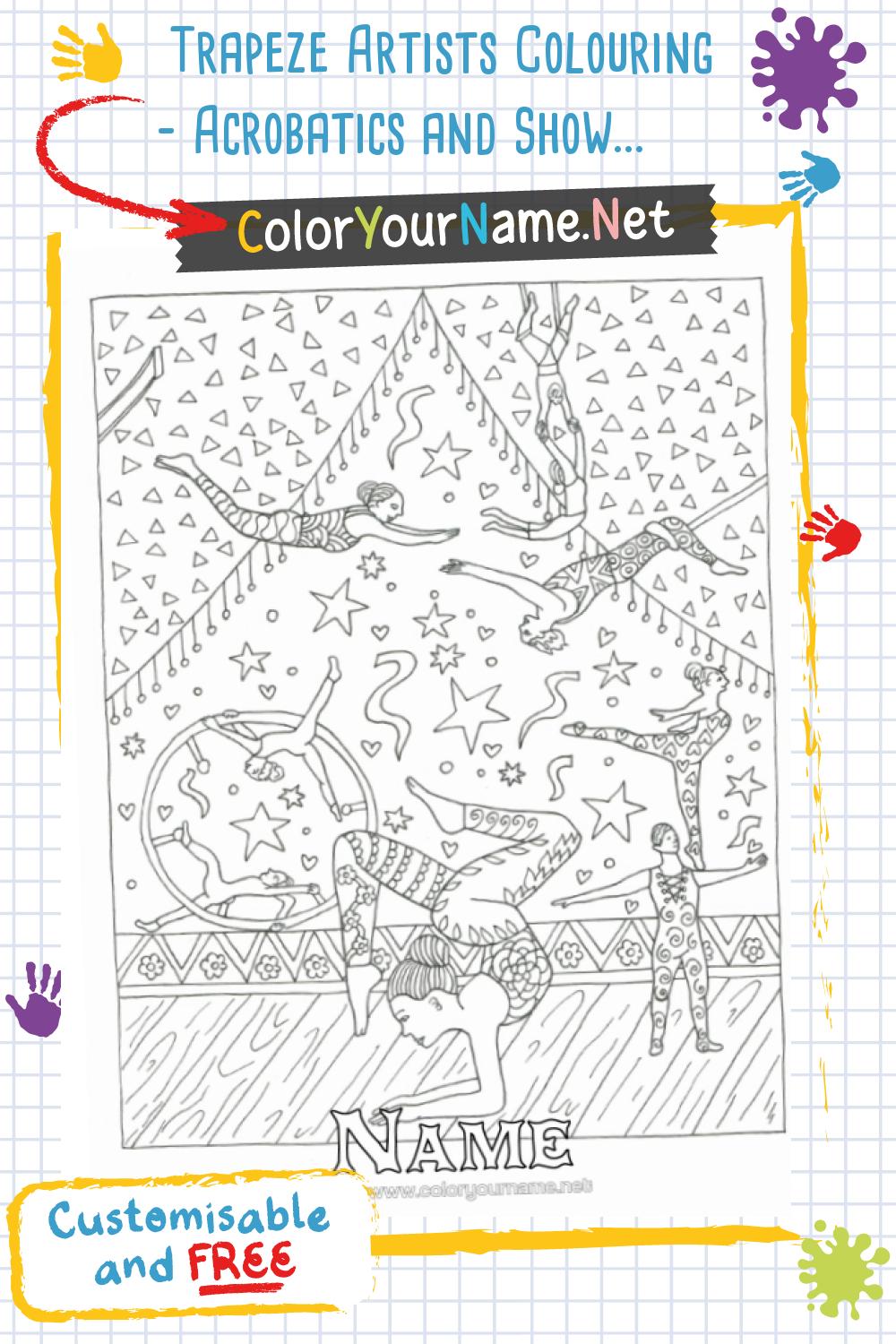 Trapeze Artists Colouring – Acrobatics and Show to Print