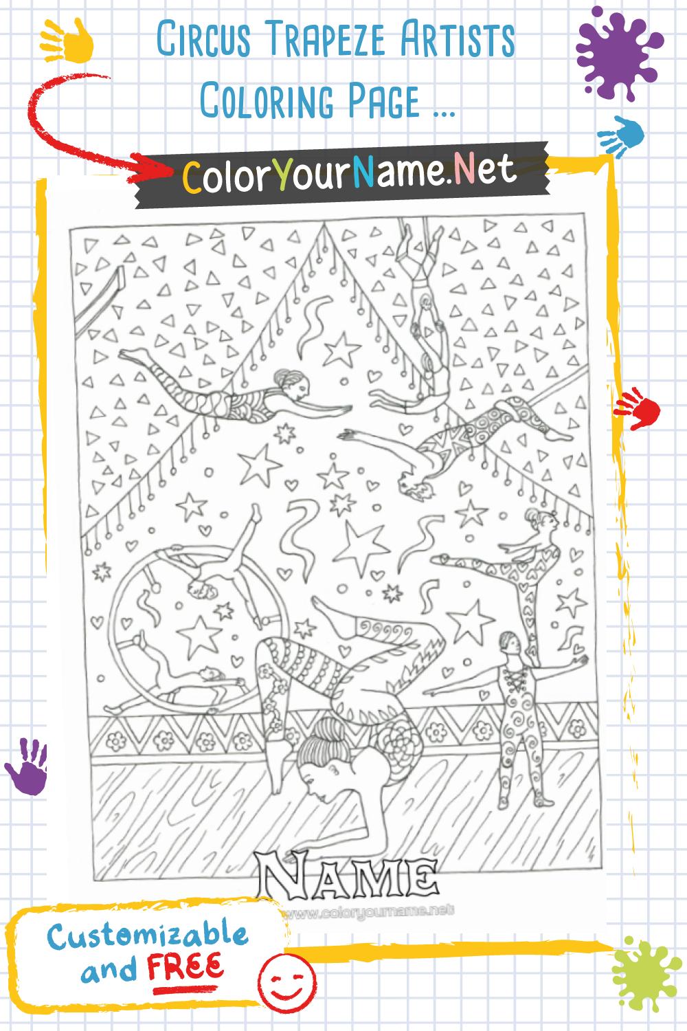 Circus Trapeze Artists Coloring Page – Acrobatics and Show to Print