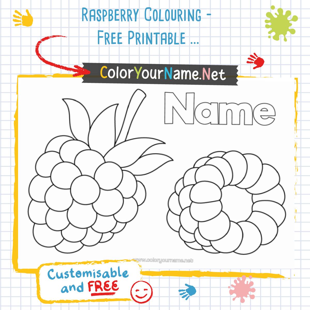 Raspberry Colouring – Free Printable and Customisable Drawing