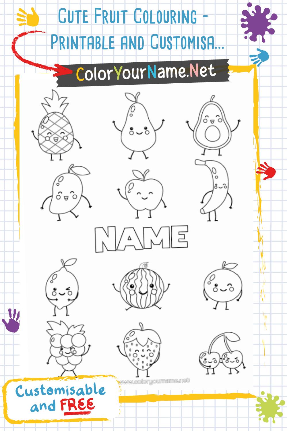 Cute Fruit Colouring – Printable and Customisable Fun Little Fruits
