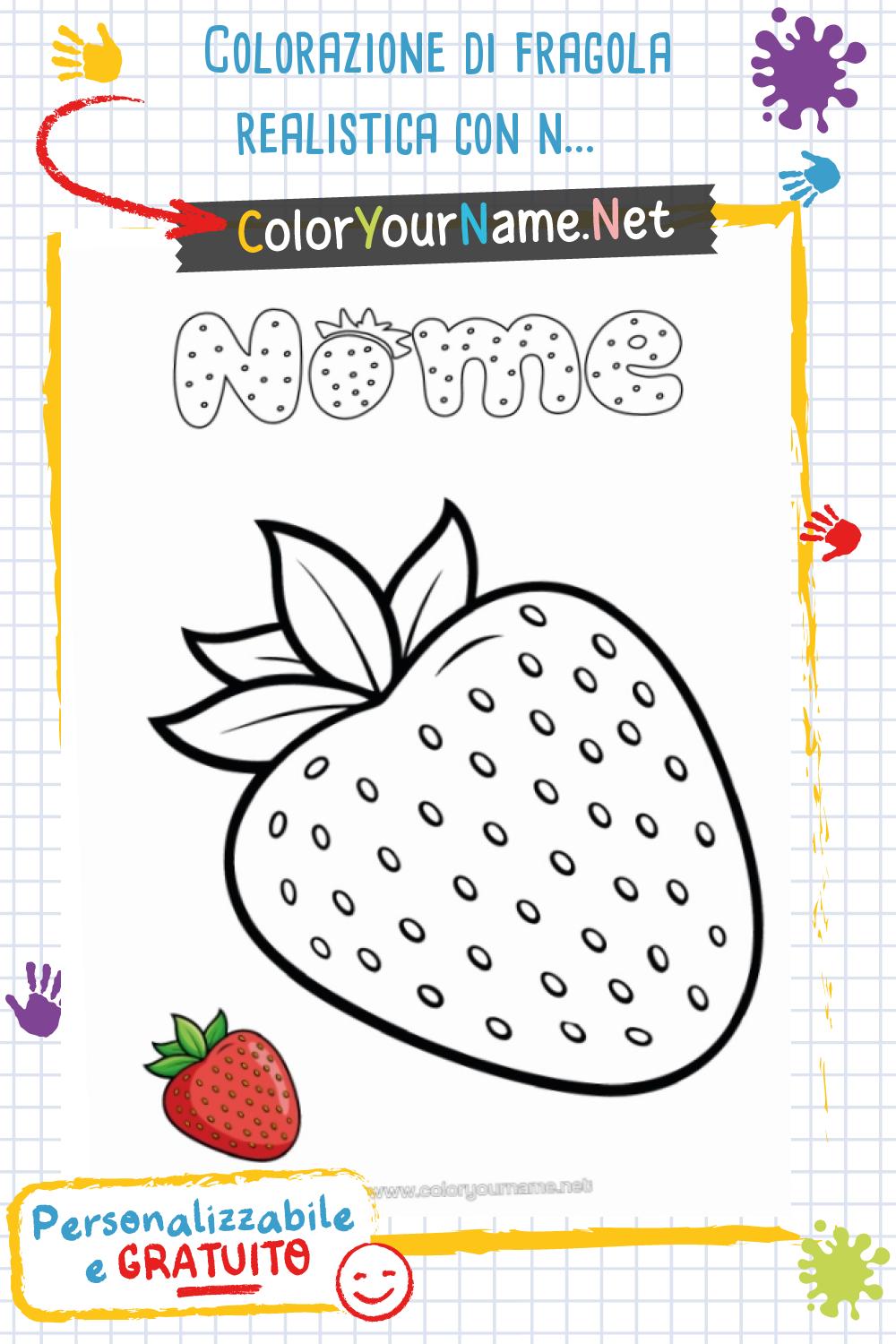 Colorazione di fragola realistica con nome personalizzabile da stampare