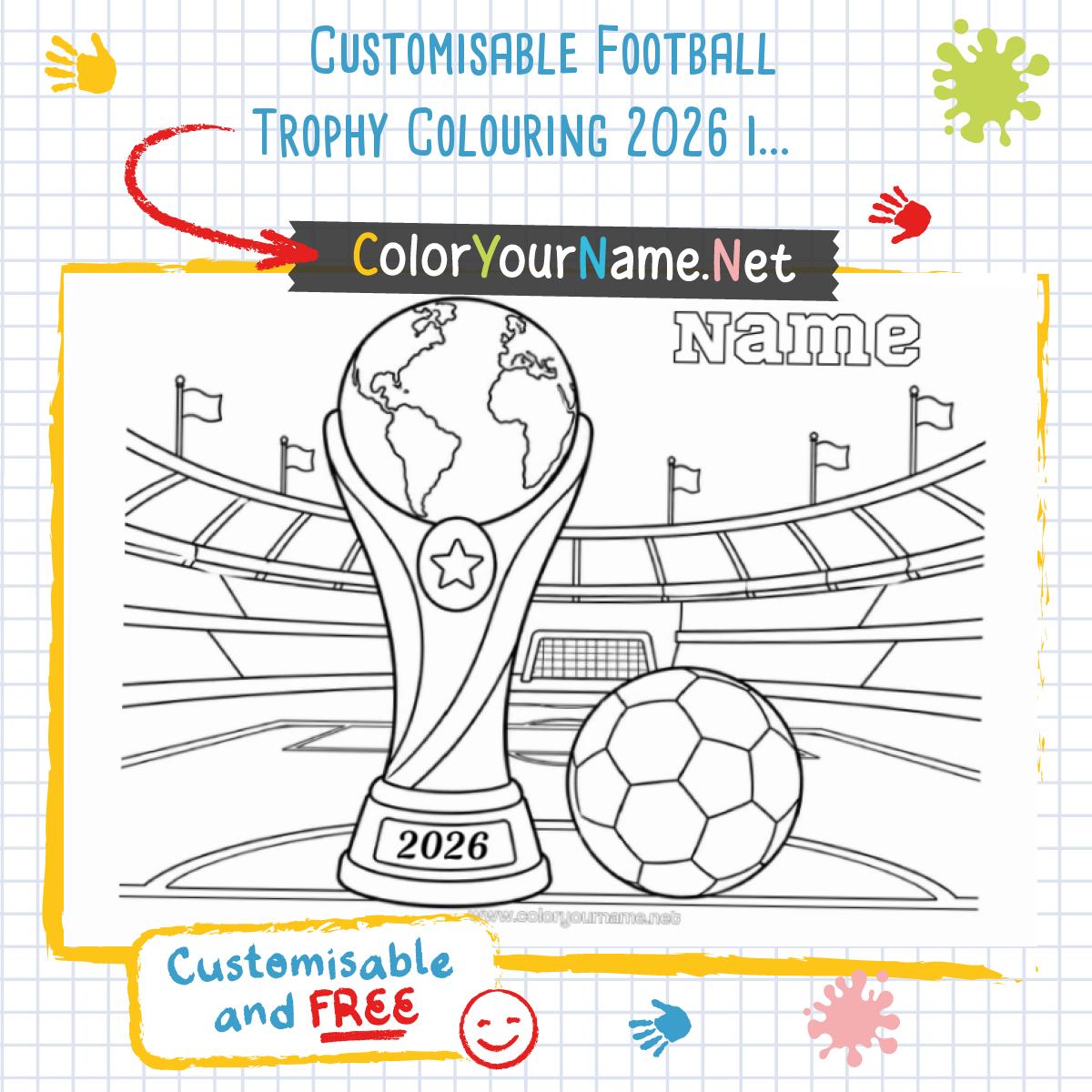 Customisable Football Trophy Colouring 2026 in a Stadium