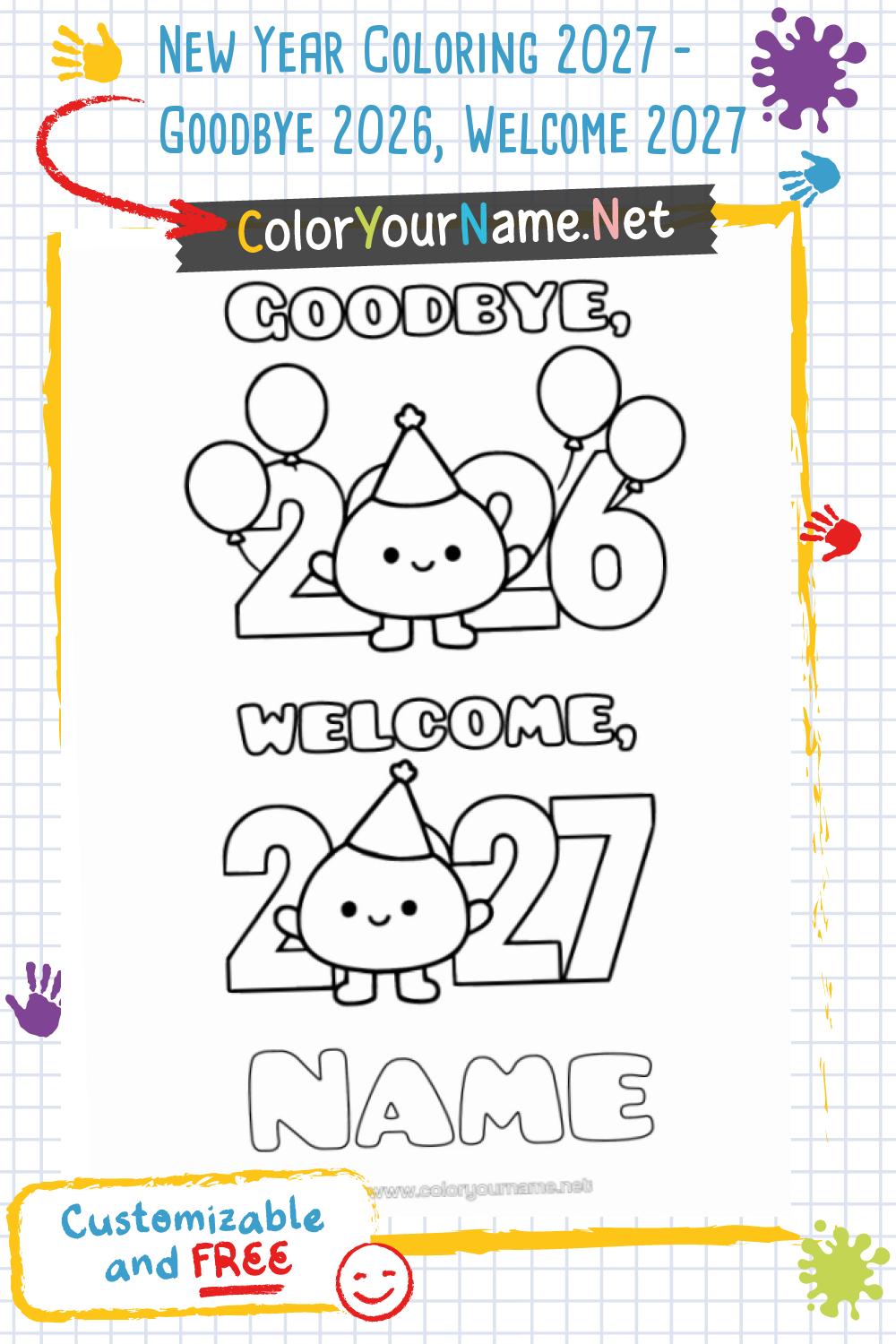 New Year Coloring 2027 – Goodbye 2026, Welcome 2027
