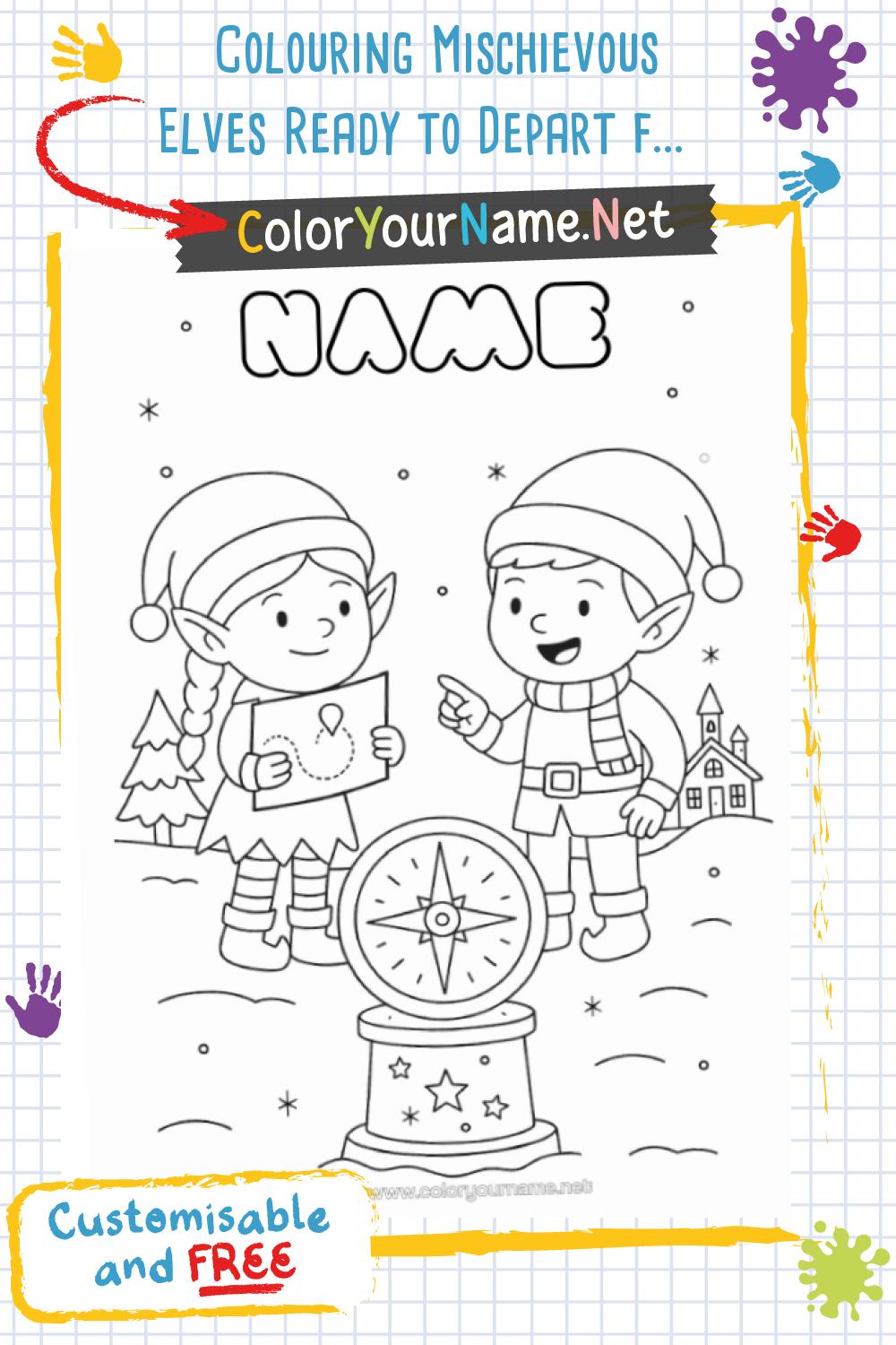 Colouring Mischievous Elves Ready to Depart from the North Pole