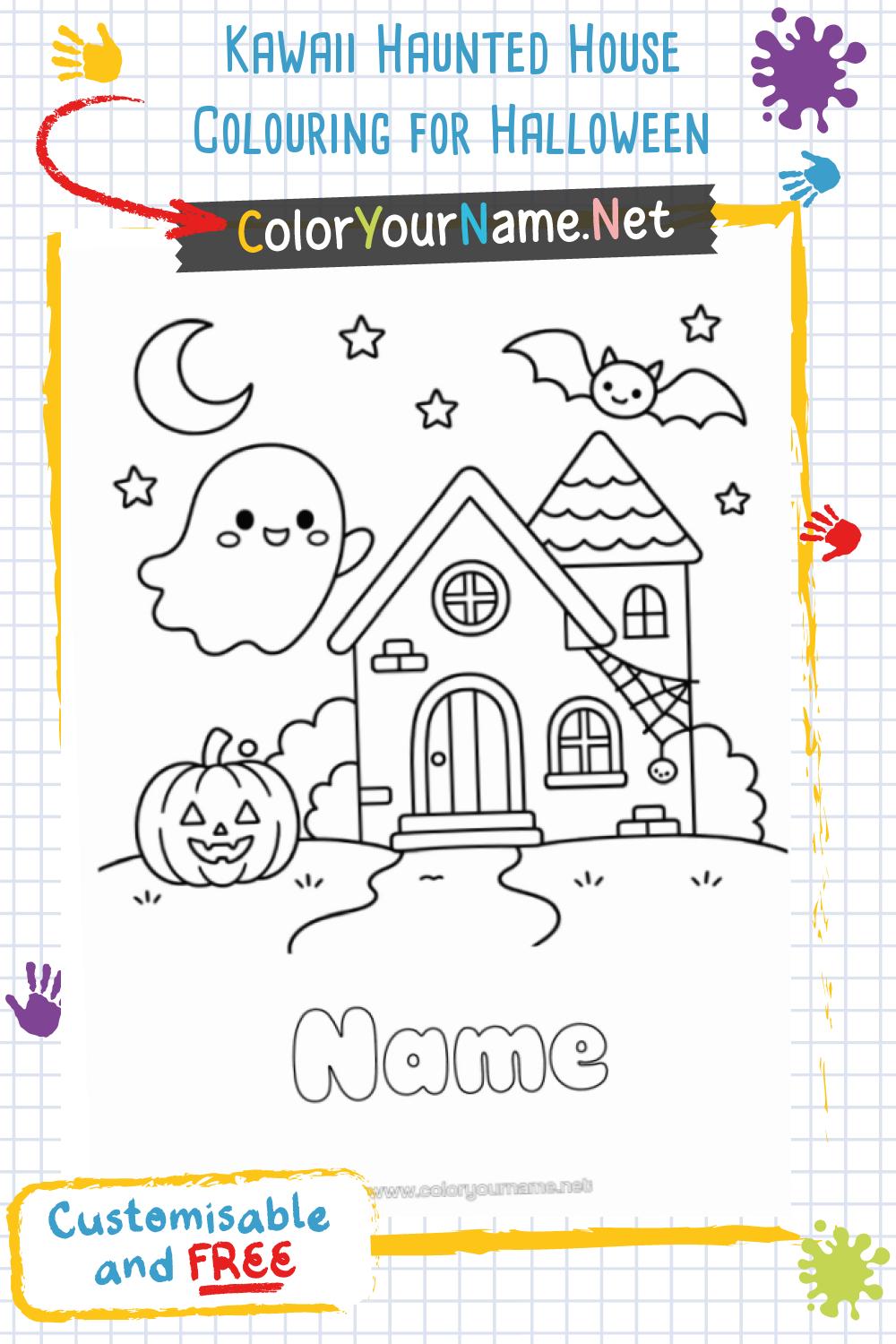 Kawaii Haunted House Colouring for Halloween