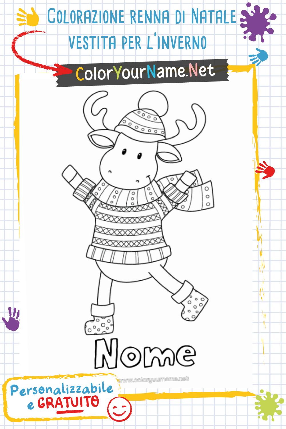 Colorazione renna di Natale vestita per l'inverno