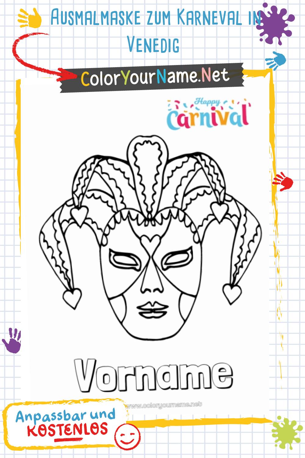  Ausmalmaske zum Karneval in Venedig Illustration 