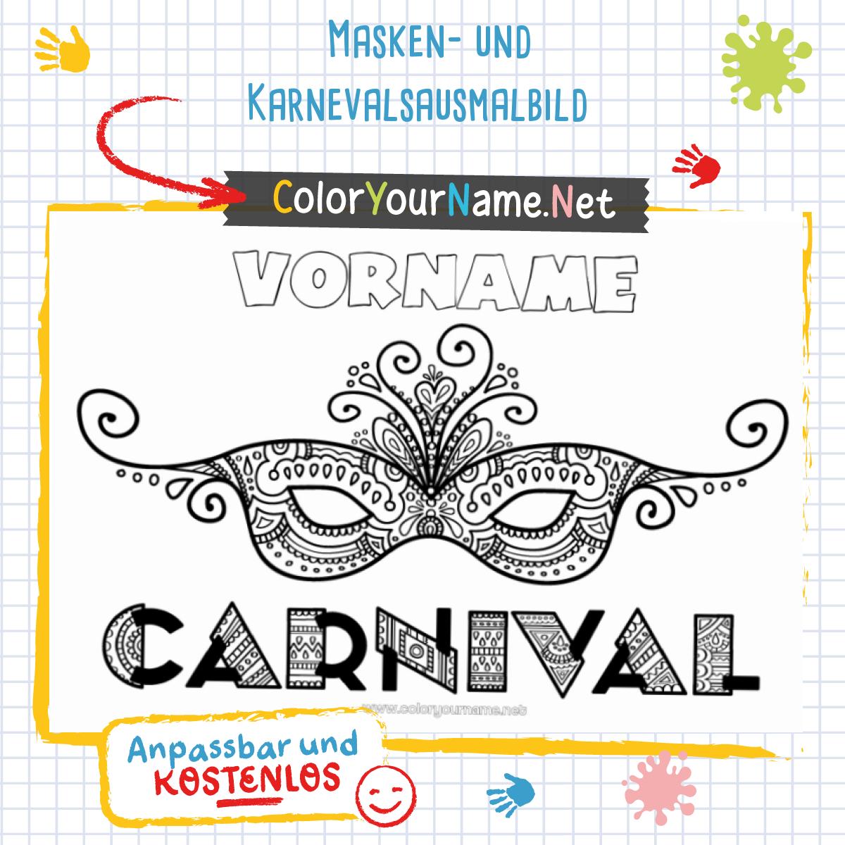  Masken- und Karnevalsausmalbild Motiv 