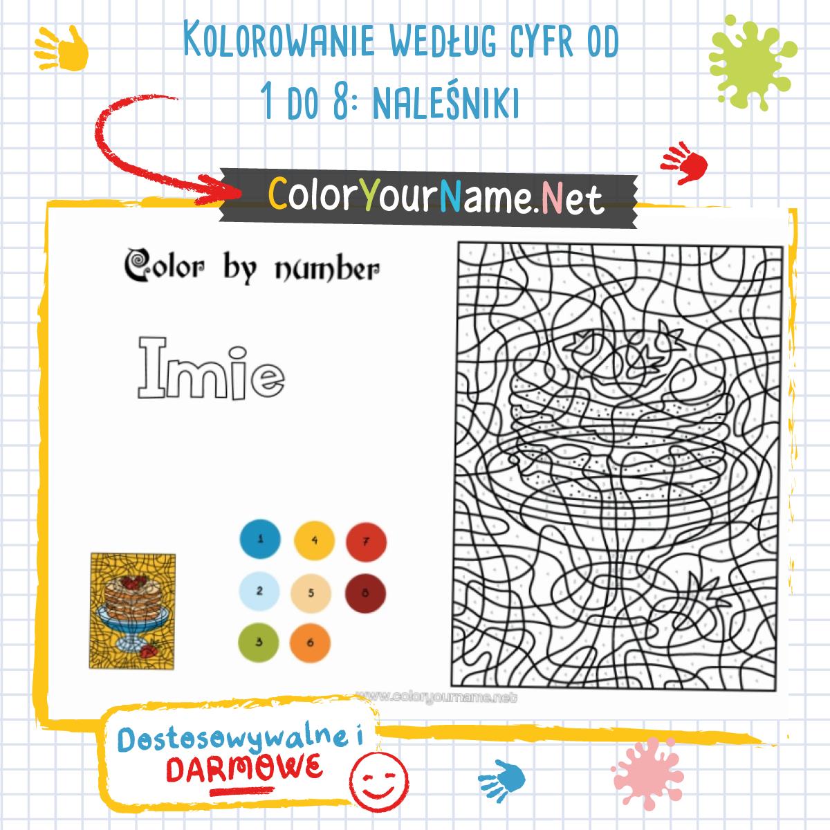 Kolorowanie według cyfr od 1 do 8: naleśniki