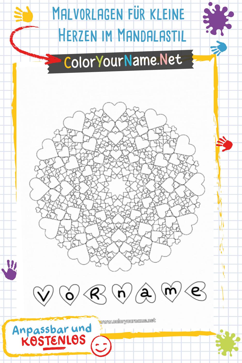 Malvorlagen für kleine Herzen im Mandalastil